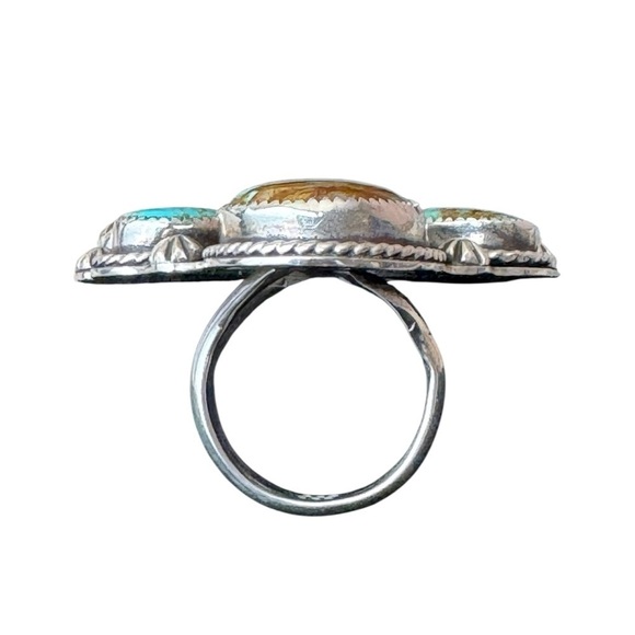 Native American Inspired Turquoise Silver Ring by CB Gems Size 7.5 Sterling 925 - Picture 6 of 9